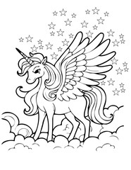 majestic alicorn Coloring Pages Vector