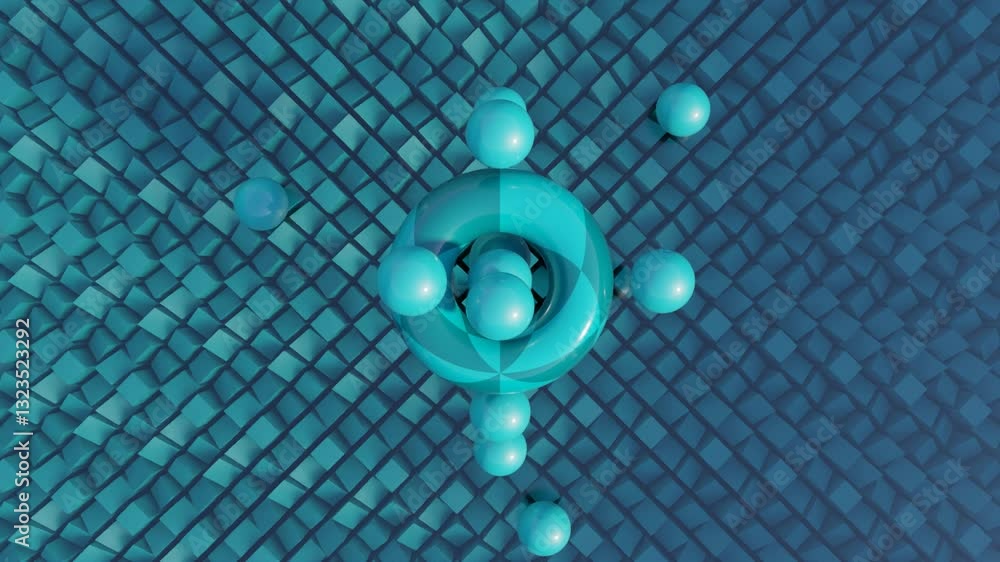 Poster abstract 3d minimal background with geometric figures in seamless loop, perfect for digital campaign