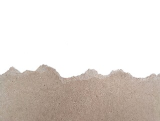 piece of brown torn paper cardboard isolated on white background 