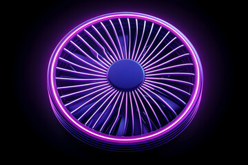 Circular fan design with vibrant neon lighting