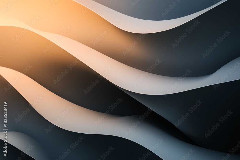 Aufkleber abstract waves background design soft elegant curves pattern texture art dark grey light beige style