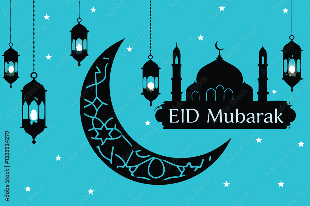 Poster create an elegant vector illustration of a crescent moon subtly incorporated into the architectural 