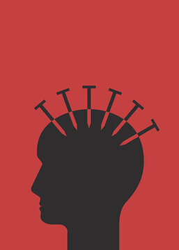 Portrait with hairstyle made of nails