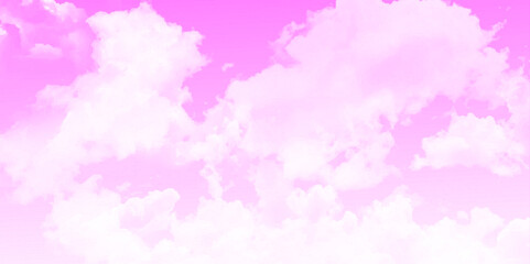 Beautiful view of pink sky. Natural sky. Pink sky with scattered white cumulus clouds.