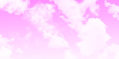 Beautiful view of pink sky. Pink sky with scattered white cumulus clouds. Natural sky