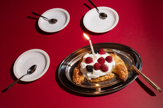 Homemade Birthday Croissant Cake with Greek Yogurt