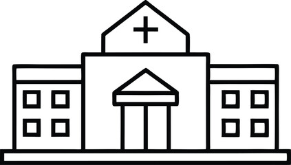 Hospital building line art vector, Hospital out line icon symbol