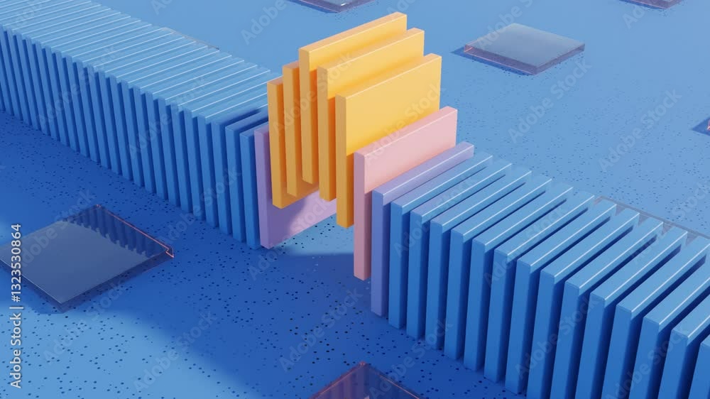 Poster abstract 3d background with minimalist looping animation of geometric elements in endless smooth mot