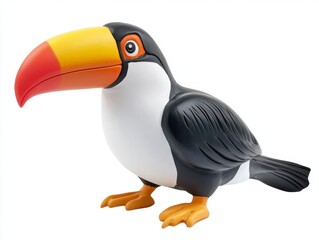 Obraz premium Colorful Toucan Figurine on White Background