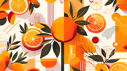 Fototapeta premium orange picture cartoon 2D, a beneficial fruit, is used as an illustration for advertising.