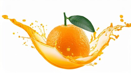 orange juice splash isolated on white background