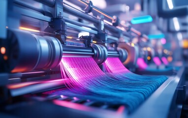 Obraz premium High-Tech Textile Manufacturing Process - Futuristic Industrial Machinery