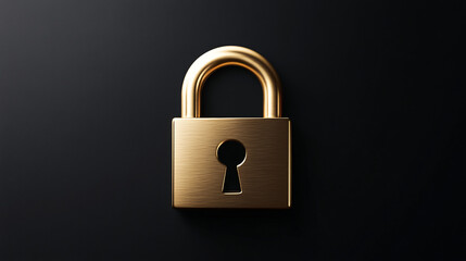 Fototapeta premium A luxurious gold padlock with a smooth polished surface on a black background symbolizing premium security elegance and financial protection 