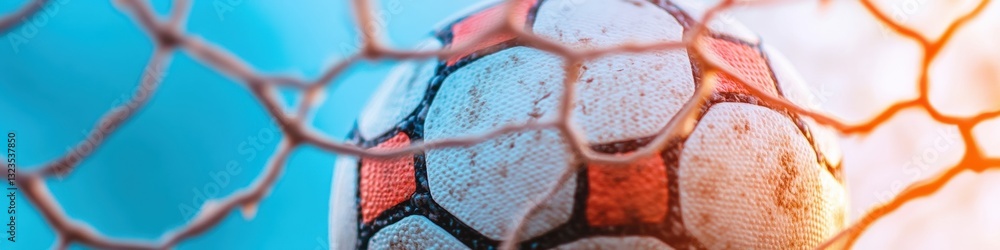 Aufkleber Dynamic Performance Visualization Pro Soccer Ball Mesh Texture Against Gradient Net - Immersive Sports Technology and Achievement Branding