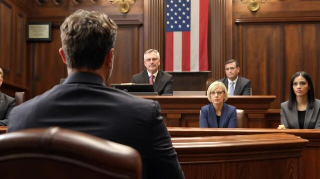 Justice in Session: A poignant courtroom scene unfolds, highlighting the gravity and weight of the legal process.