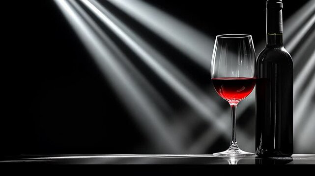 Elegant wine pouring in dramatic lighting with silhouette and glass highlights