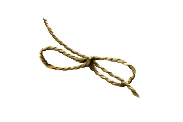 Twine string tied in a bow. Watercolor hand drawn packthread isolated on transparent background. Tie jute illustration. For designers, menu, decoration, food blog, ecofriendly branding. Healthy