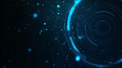 Futuristic Abstract Background with Circular Interconnected Cyan Lines on a Dark Gradient, Creating a Sleek, Minimal, and Modern Design for Business and Technology Branding