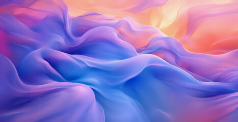 Obraz premium Abstract flowing waves with soft pastel colors in a digital fluid-like composition. Dreamy gradient background.. Generated image
