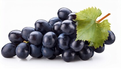 black grapes bunch isolated on white background generative ai