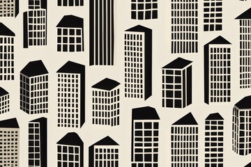 Seamless tessellated layered cityscapes appearing to loop infinitely, impossible shape architecture pattern, sophisticated high-end refinement