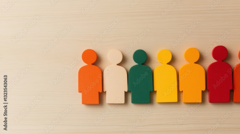 Leinwandbilder inclusive diversity and collaboration minimalist paper cutout figures representing multicultural tea