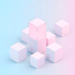 Obraz premium Abstract Pastel Cube Composition Minimalist 3D Render