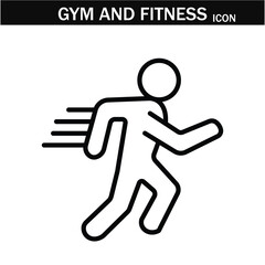 Gym and fitness icon .  Outline Symbol Collection. Vector illustration. Editable stroke. EPS 10.