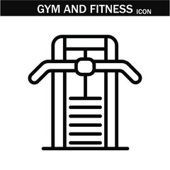 Gym and fitness icon .  Outline Symbol Collection. Vector illustration. Editable stroke. EPS 10.