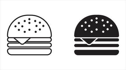 Burger icon set, cheese burger Symbol. Vector Illustration.