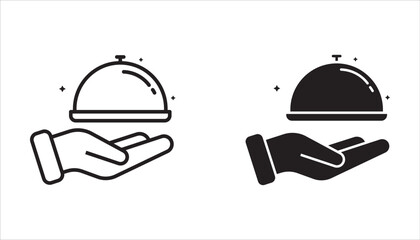 Food tray glyph icon set. Simple solid style. Food, hand, restaurant, tray, waiter, cloche, dinner, dish, guest, plate, restaurant concept. Vector illustration isolated