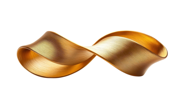 Elegant golden ribbon twisting gracefully in a timeless dance of light and form