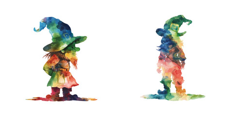 abstract color silhouette of leprechaun watercolor vector illustration