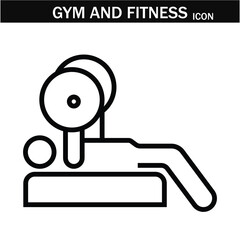 Gym and fitness icon .  Outline Symbol Collection. Vector illustration. Editable stroke. EPS 10.