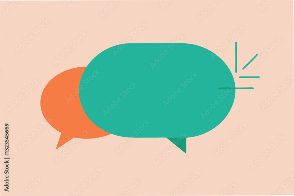 Poster stylized vector illustration of a speech bubble design with soft colors and minimalist accents suita