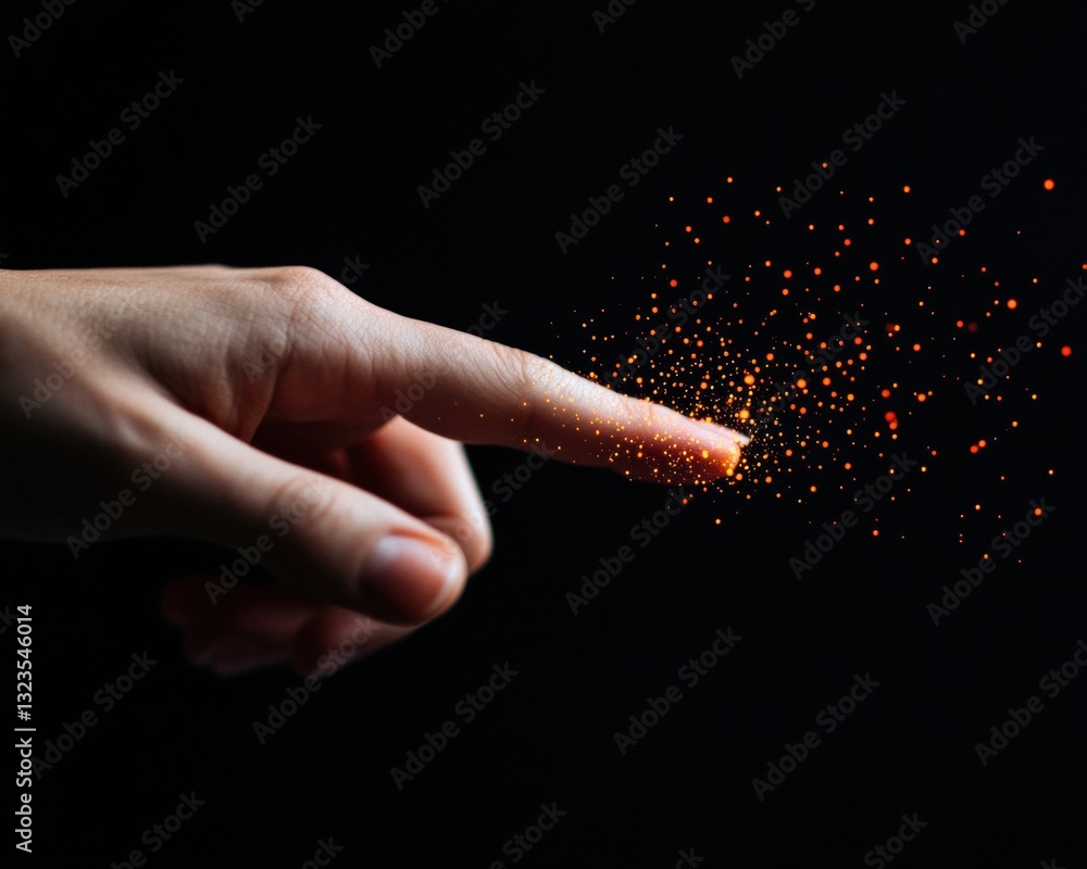 Aufkleber Quantum Interaction Immersive Digital Transformation of Human Touch through Pixelated Particle Dynamics in Next-Gen User Experience Design