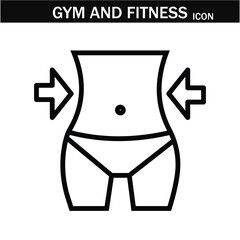 Gym and fitness icon .  Outline Symbol Collection. Vector illustration. Editable stroke. EPS 10.