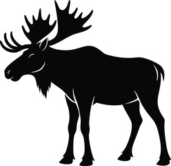 moose silhouette, moose vector illustration,moose icon