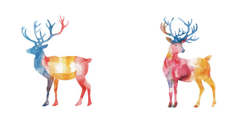 Obraz premium abstract color silhouette of reindeer watercolor vector illustration