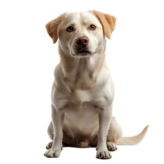 Obraz premium Labrador dog sitting on white background , Portrait of a pet, looking camera, adorable , Transparent PNG