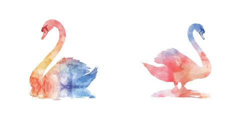 abstract color silhouette of swan watercolor vector illustration © Dar