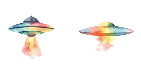 abstract color silhouette of ufo watercolor vector illustration © Dar