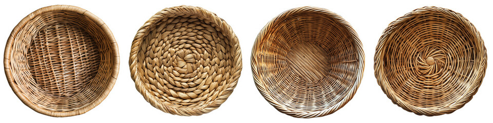 Obraz premium Set of a woven basket, isolated on transparent background.