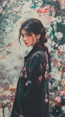Portrait of a Woman in a Floral Dress