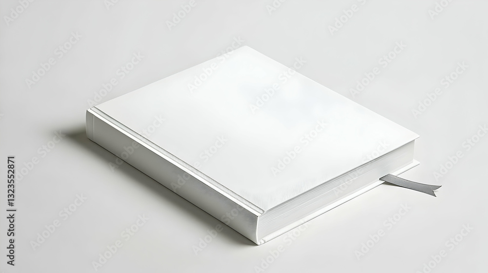 Poster isolated stack of white paper pages on white surface in studio with minimal lighting