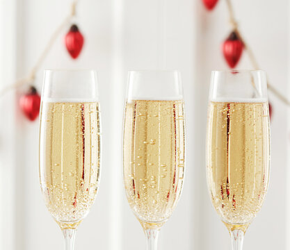 Clsoeup  of Champagne in Holiday Setting 