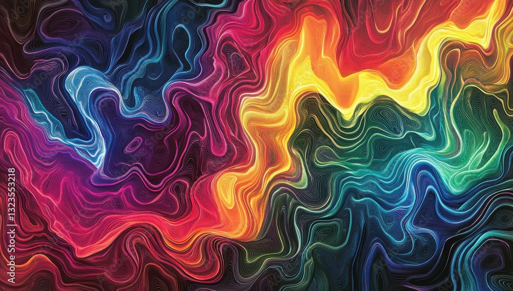 Aufkleber A vibrant and colorful abstract background with swirling patterns of rainbow colors, creating an energetic and dynamic visual experience. A digital art style with smooth lines and curves.