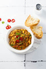 Roasted vegetables dip with chili pepper