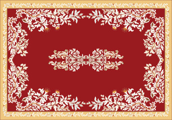 Persian rug original Design Oreintal Flora Damasks embroidery, Persian style. art ornament print.Design for carpet, cover.wallpaper, wrapping, fabric, clothing, tribal vector texture.