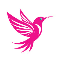 Stylized Hummingbird Icon clean and Minimalist Vector.